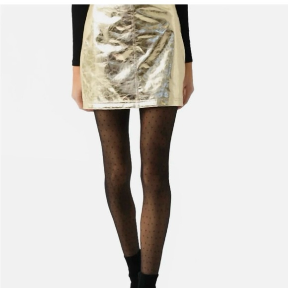 HUNTER BELL Gold Faux Leather Mini Skirt - Picture 7 of 9